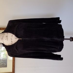 Talbots black velour zip up jacket